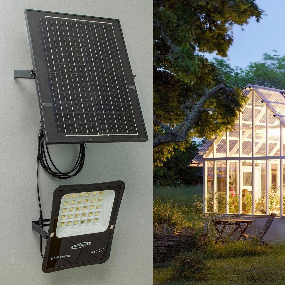 Trade Shop - Faro Con Pannello Solare Ip65 E Sensore Crepuscolare Proiettore 50 100 200 300w -  50 Watt