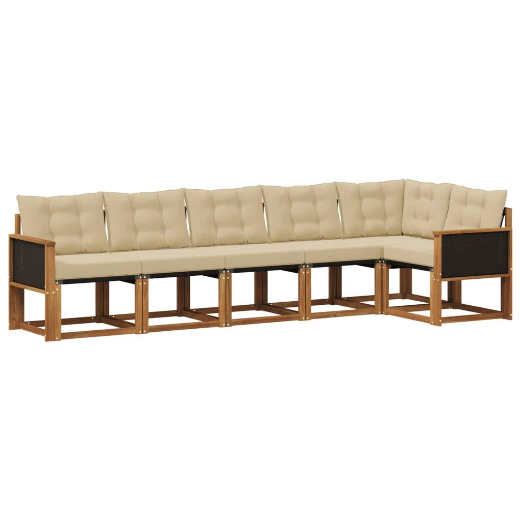 Set di divani da esterno con cuscino 6 pcs Naturale e Beige 3381977