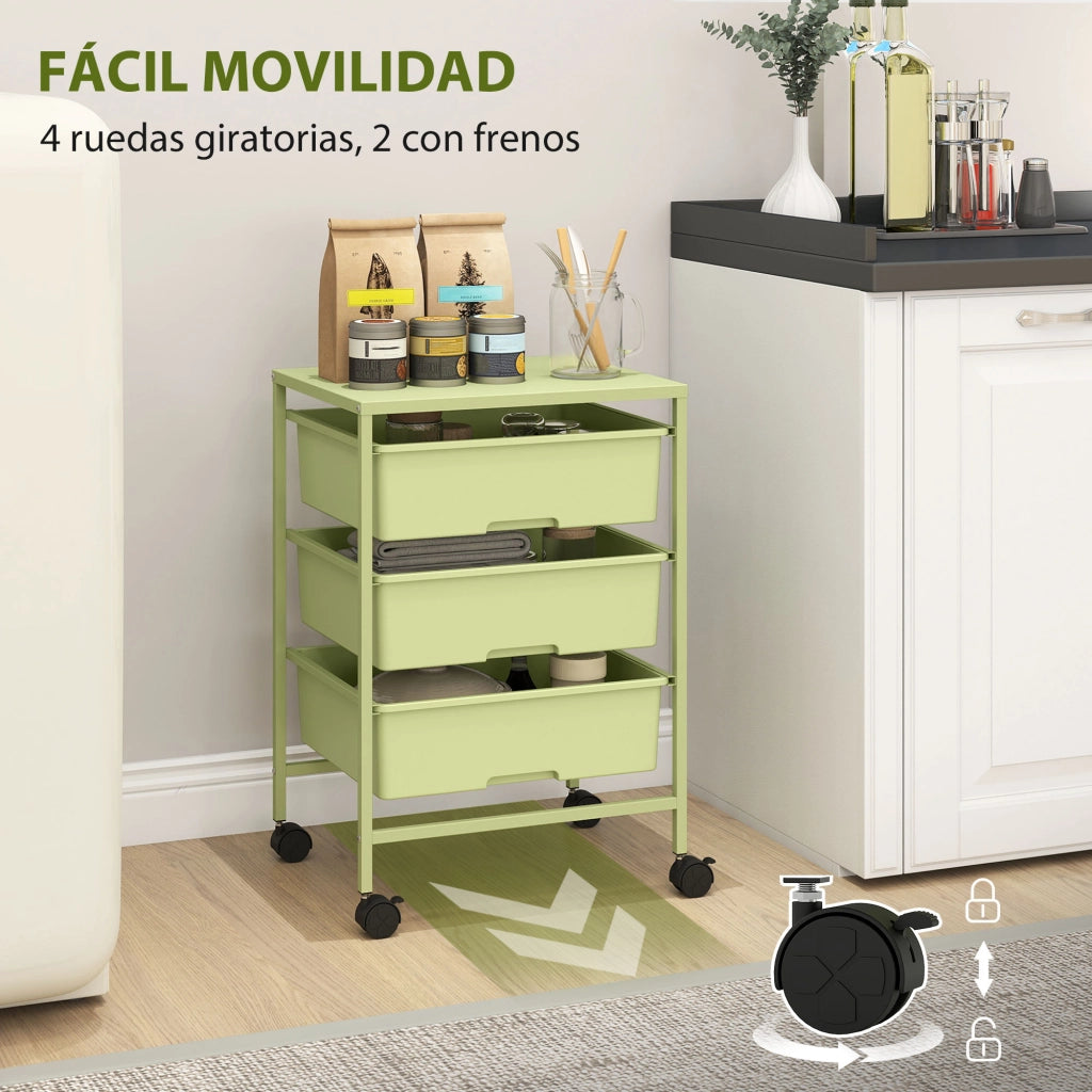 Carrello Multilivello con Cestini ¨C Minimal ¨C Verde 40,8x33,5x60,5 cm