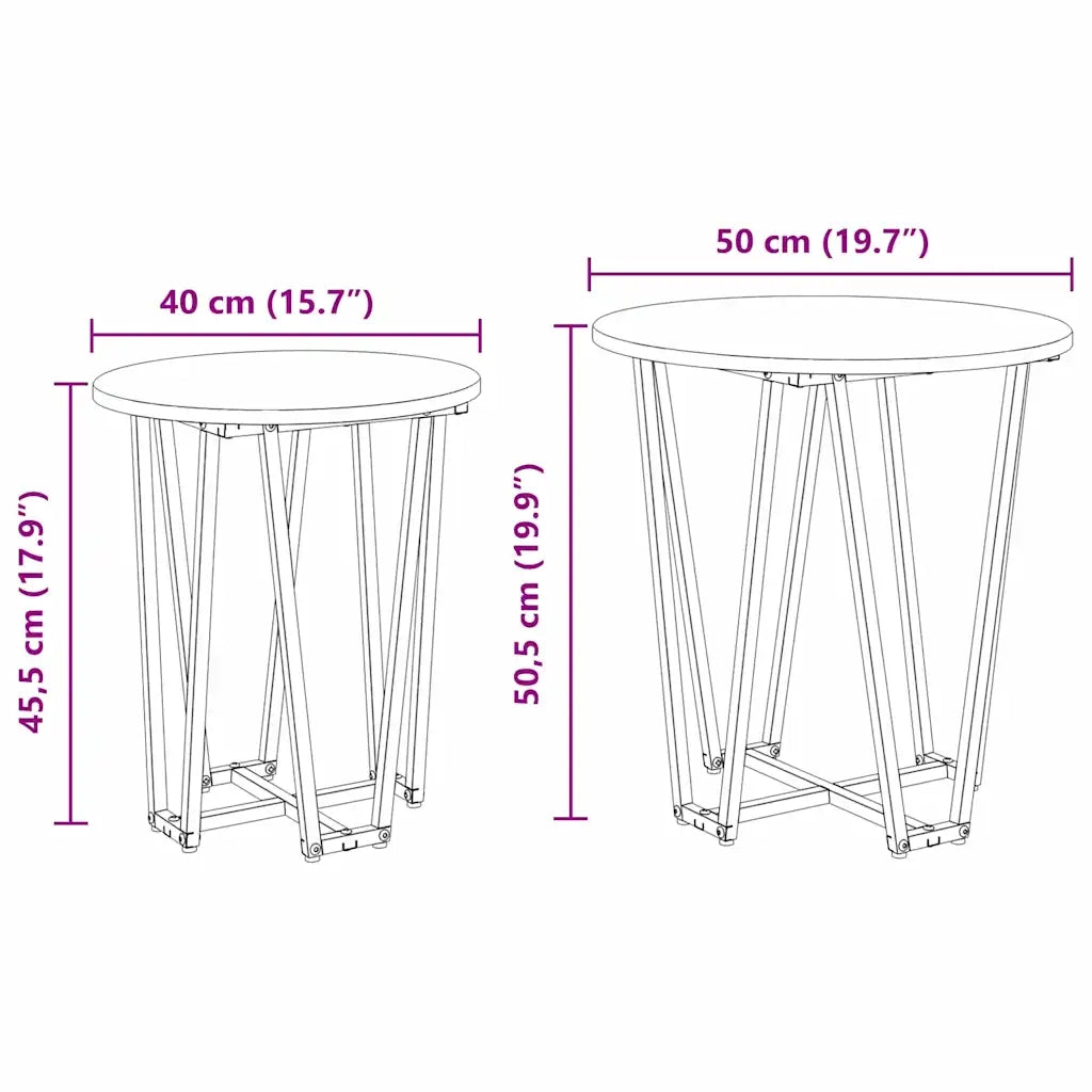 Set tavolini 2 pcs Rovere Artigianale e Nero 869725