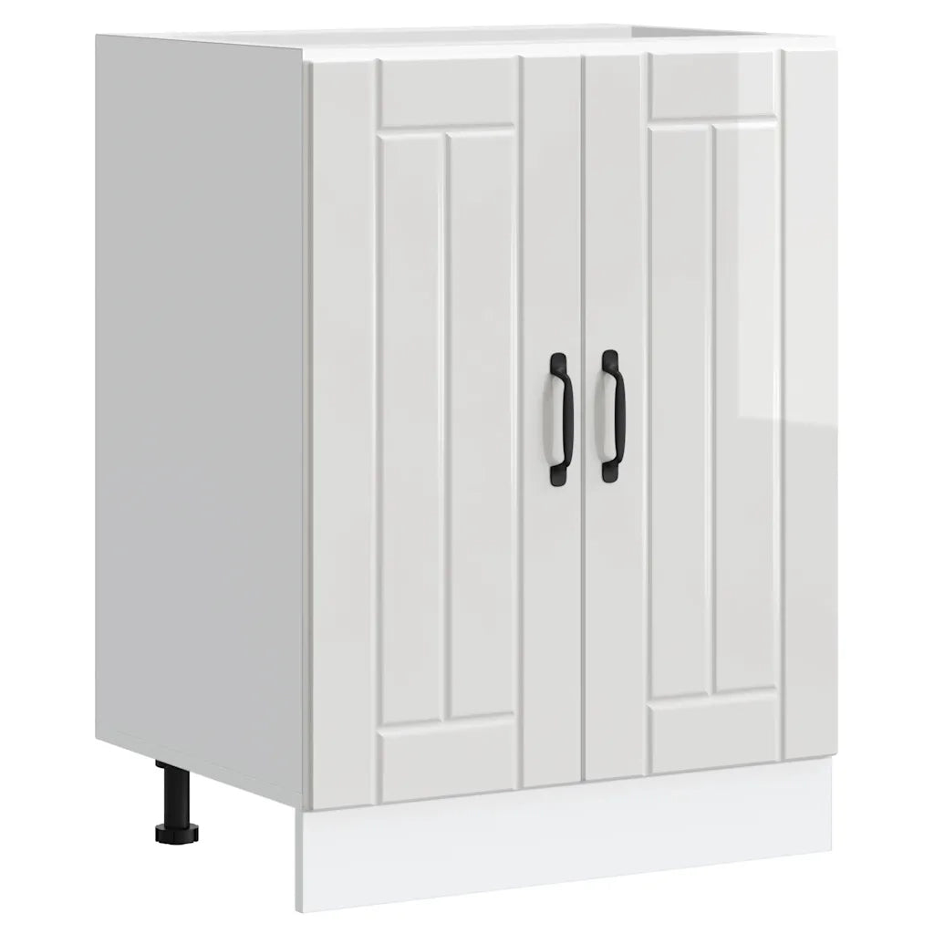 Mobile Base Lavello Lucca Bianco Lucido in Legno Multistrato 853679