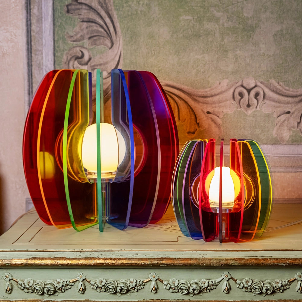 LAMPADA GRANDE IRIDE IN CRISTALLO ACRILICO 1 LUCE ATTACCO E14 MULTICOLOR