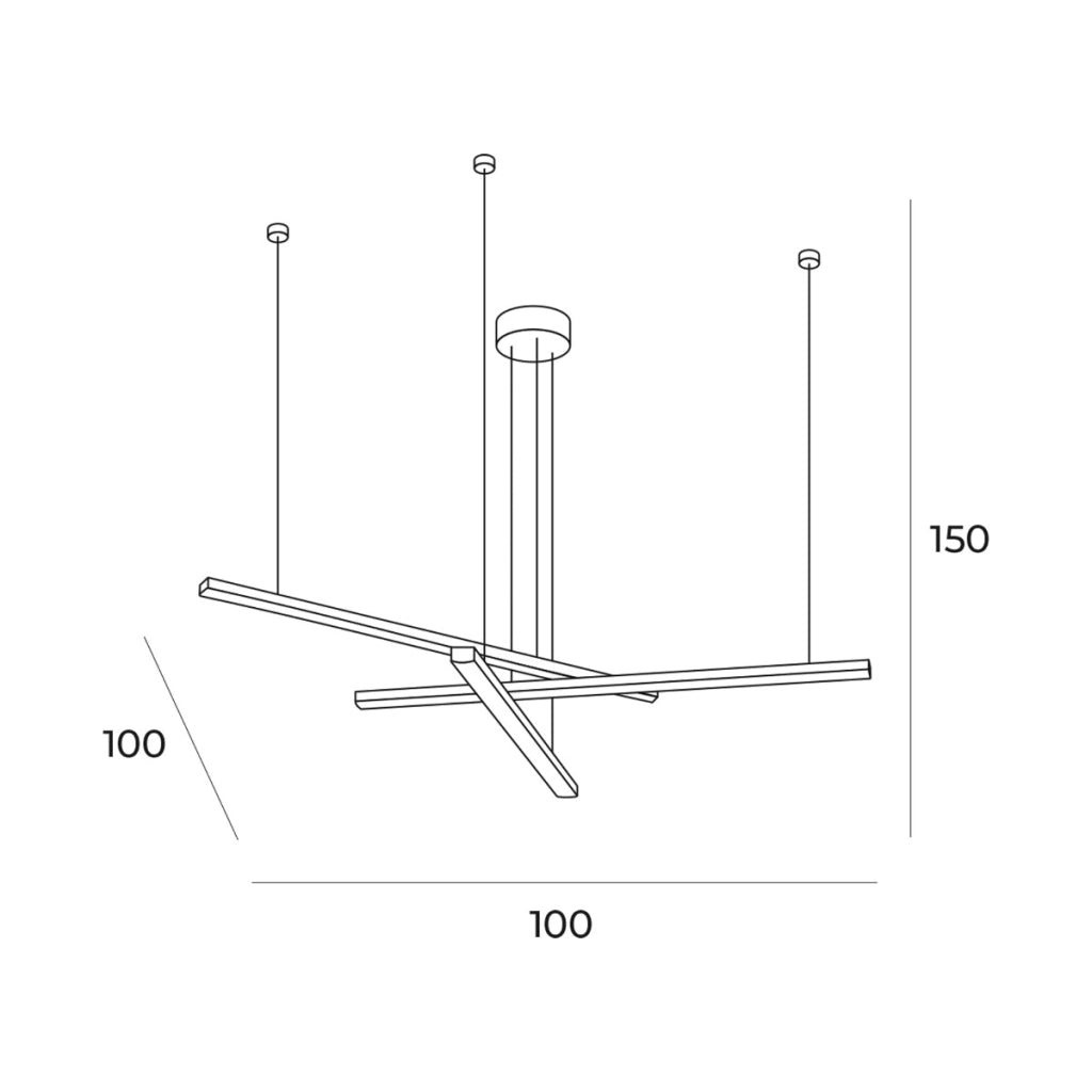 Lampada a sospensione oro spazzolato 3 luci LED36W Maxlight