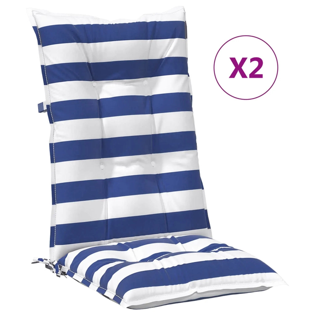Cuscino da Esterno 2 pcs Blu e Bianco 120 x 50 x 7 cm Tessuto 42040527