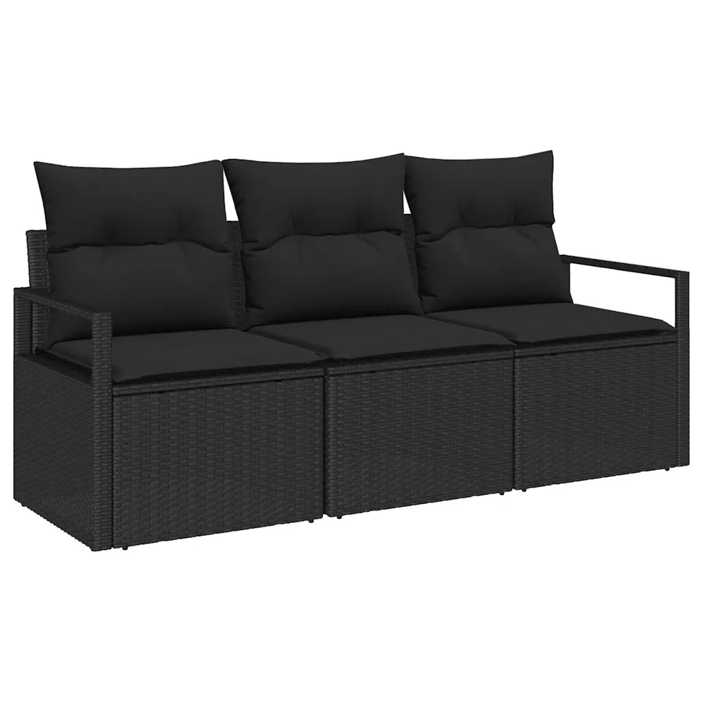 Set di divani 3 pcs Nero polyrattan