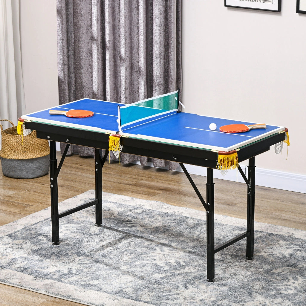Tavolo da biliardo e ping pong 2 in 1 ¨C zephmum ¨C Blu/Verde, 140x63x80cm