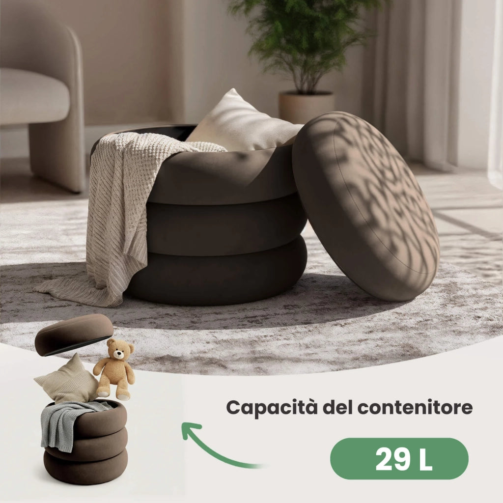 Pouf contenitore cilindrico in velluto 42 cm SNUGGO Bronzo
