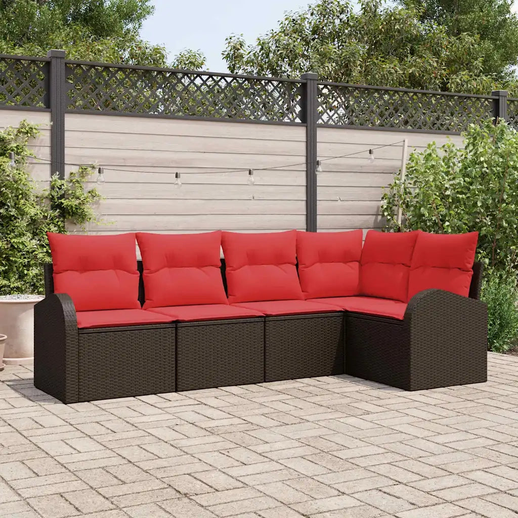 Set Divano da Giardino 5 pcs Marrone polyrattan 3346044