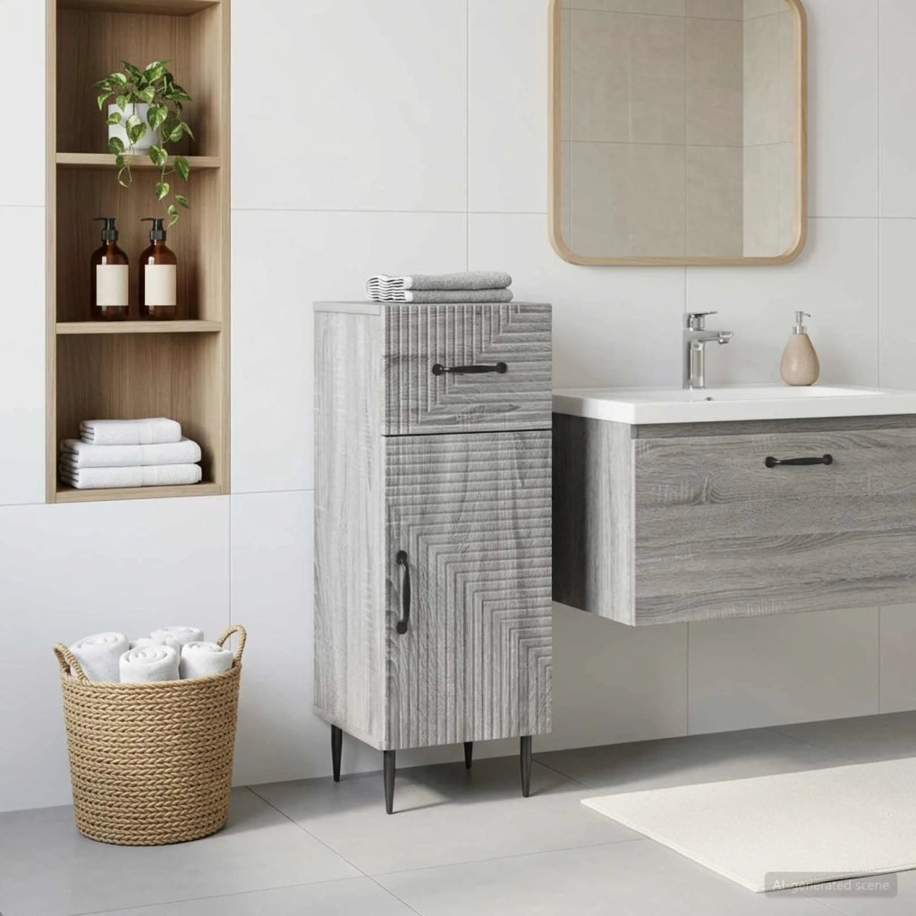Mobiletto da Bagno HAARLEM Sonoma grigio 30 x 31 x 80 cm 896831