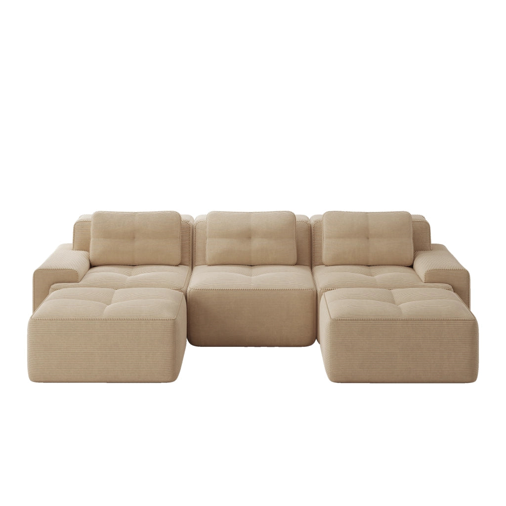 Divano modulare Cloud - Zephmum- U-forma 3 posti velluto beige senza montaggio
