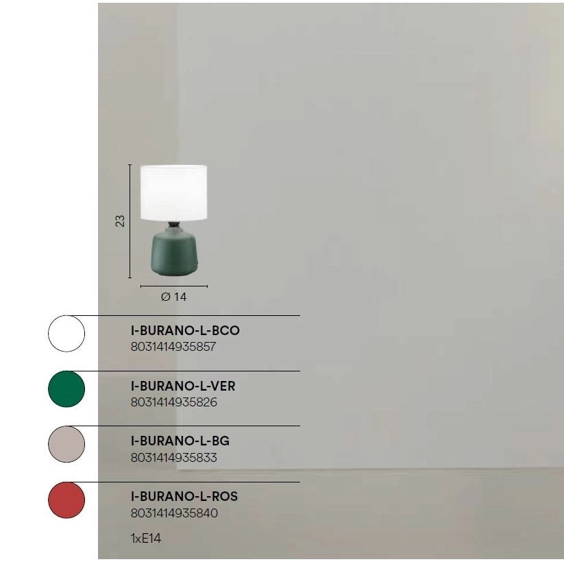 LAMPADA DA TAVOLO BURANO E14 H23CM ROSSA.