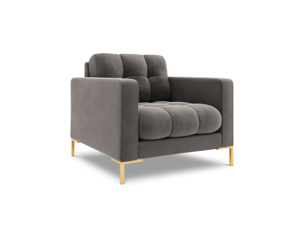 Cosmopolitan Design - Poltrona "Bali" in velluto grigio chiaro 