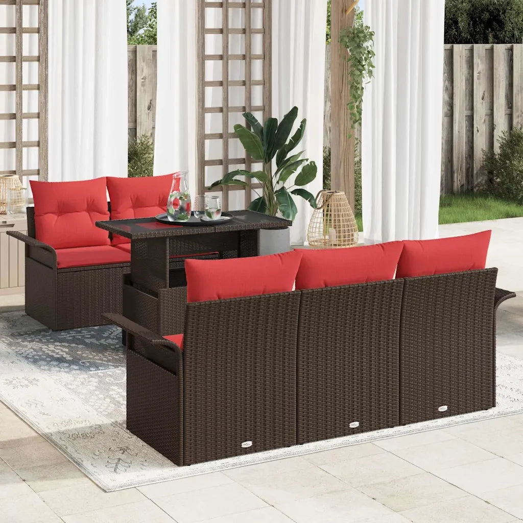 Set Divano da Giardino con cuscino 6 pcs Marrone polyrattan 3348200