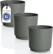 Set di tre vasi in plastica ondegnavoli - colore verde-grigio - altezza 14,5 cm