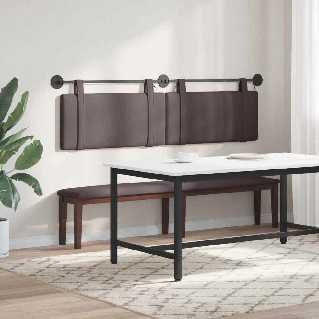 Testiera | Testata sospesa Con luce LED Marrone Scuro Tessuto