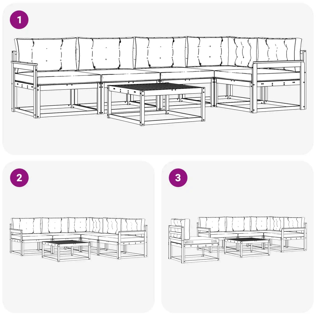 Set di divani da esterno 6 pz Bianco e Antracite Poliestere 3386471