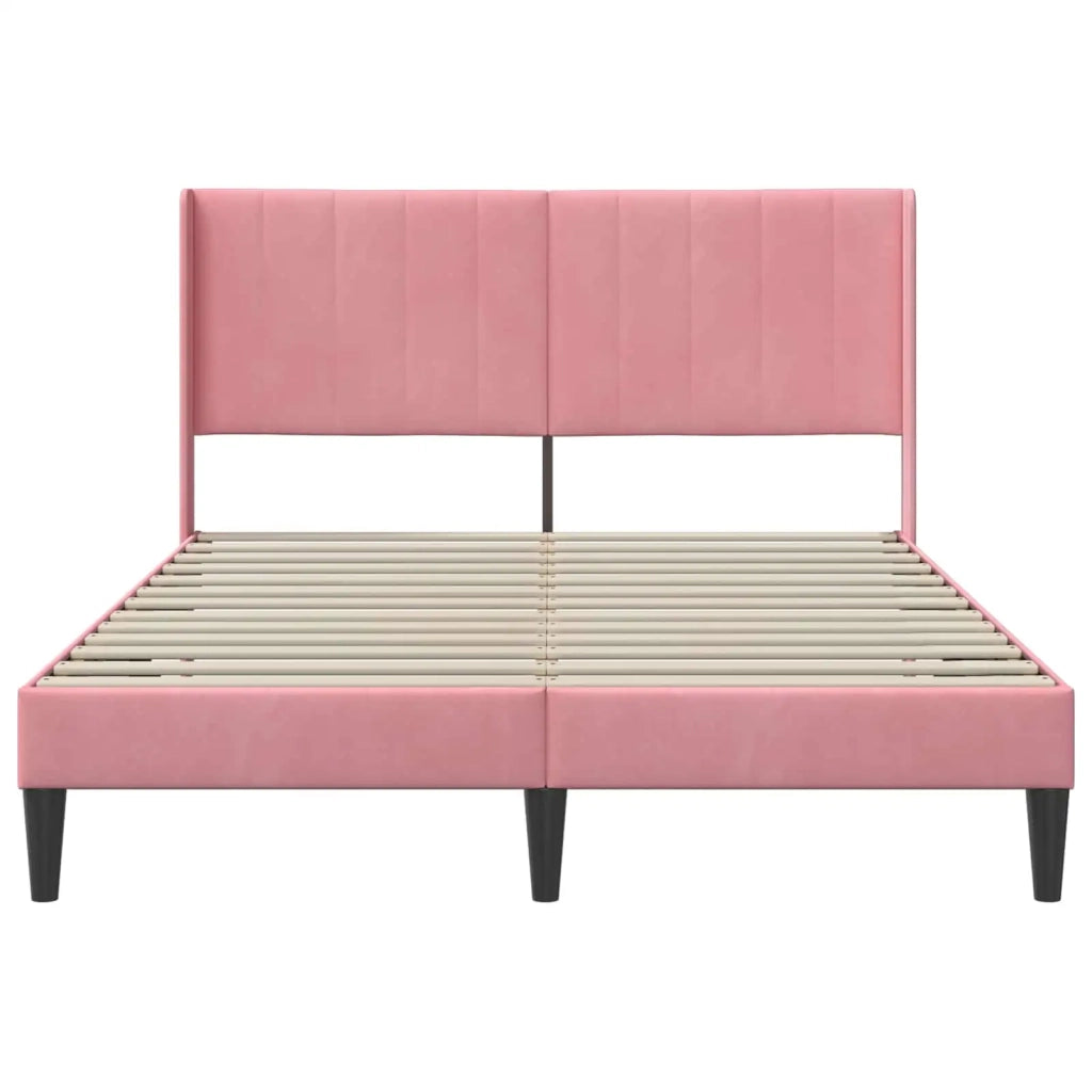 Struttura del letto con testiera Rosa 140 x 190 cm Velluto 42027506