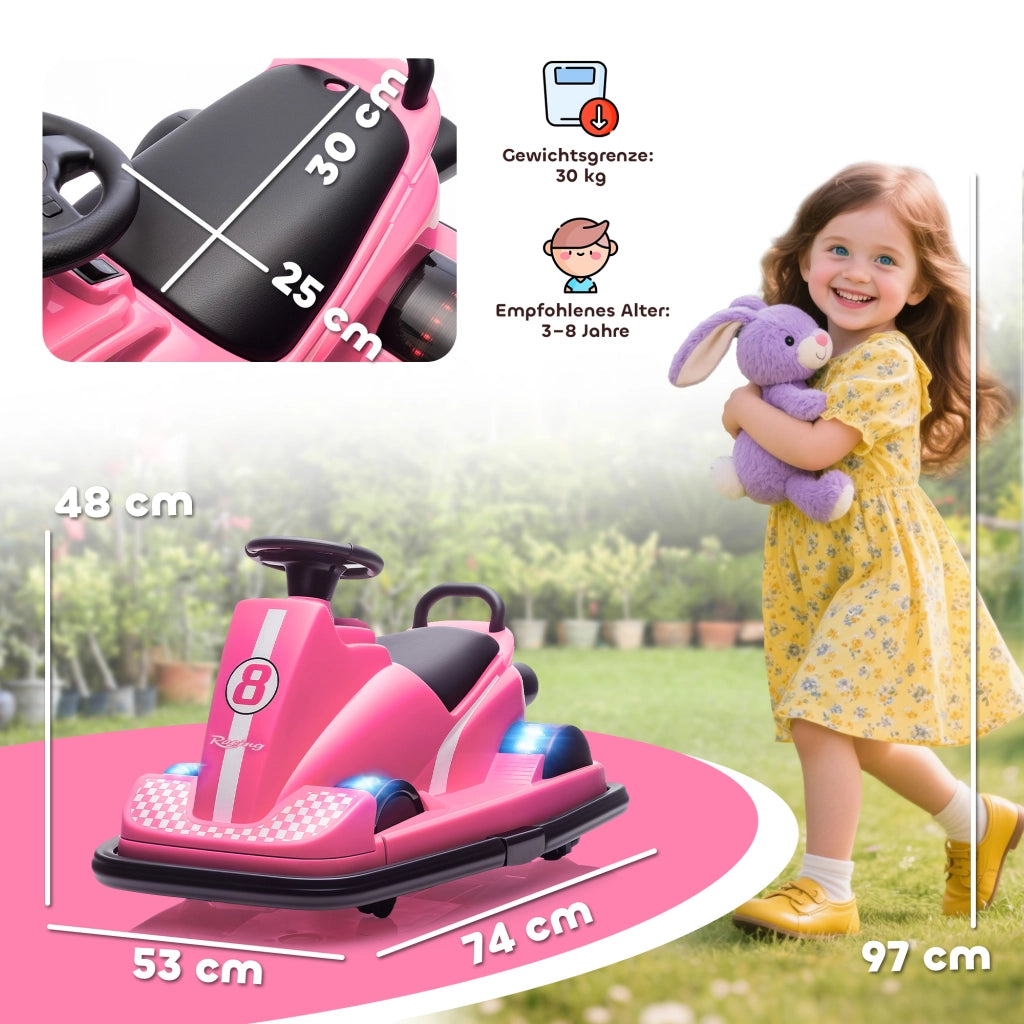 Autoscooter Bambini 360¡ã LED Rosa ¨C Minimal ¨C 3-8 Anni