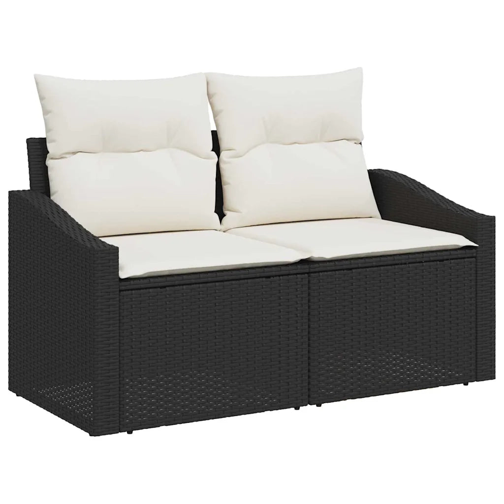 Set di divani con cuscino 3 pcs Nero polyrattan