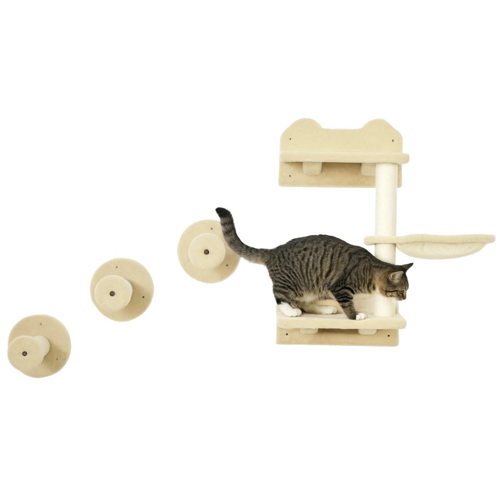 Casa per gatti con scala e amaca ¨C Minimal ¨C beige e cremewei? 40x28x73 cm