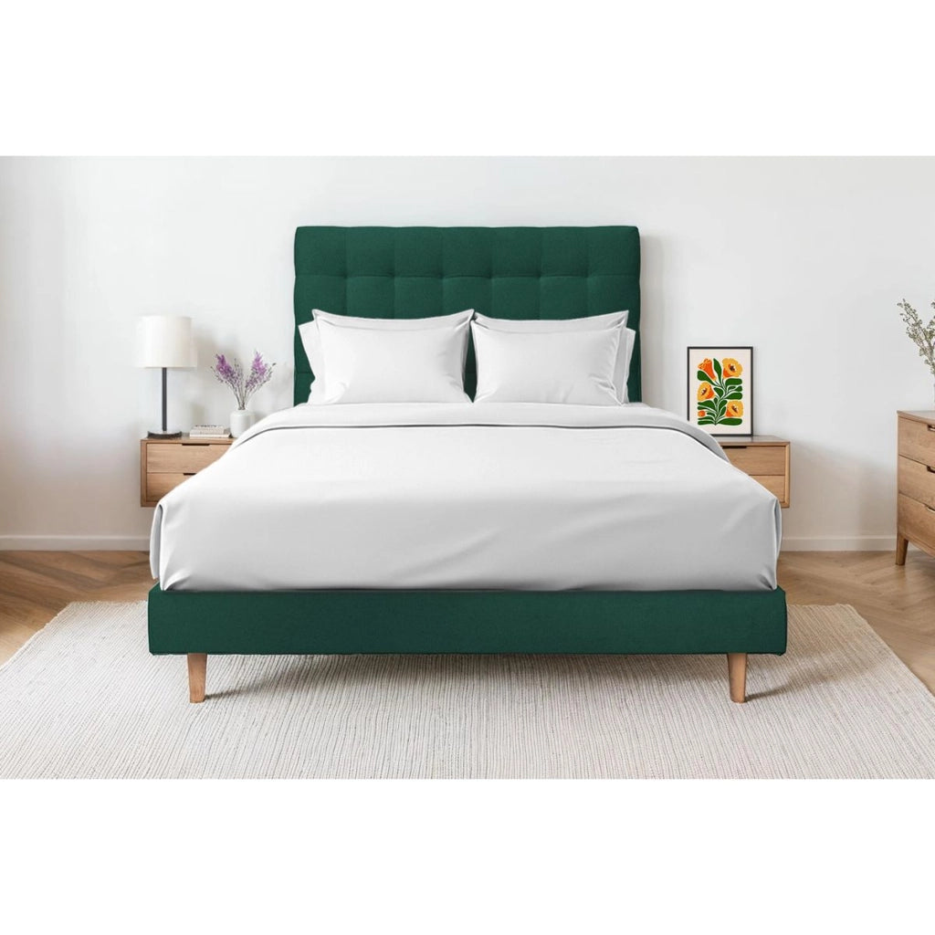 Letto 200x200 cm con testata imbottita - Tessuto velluto