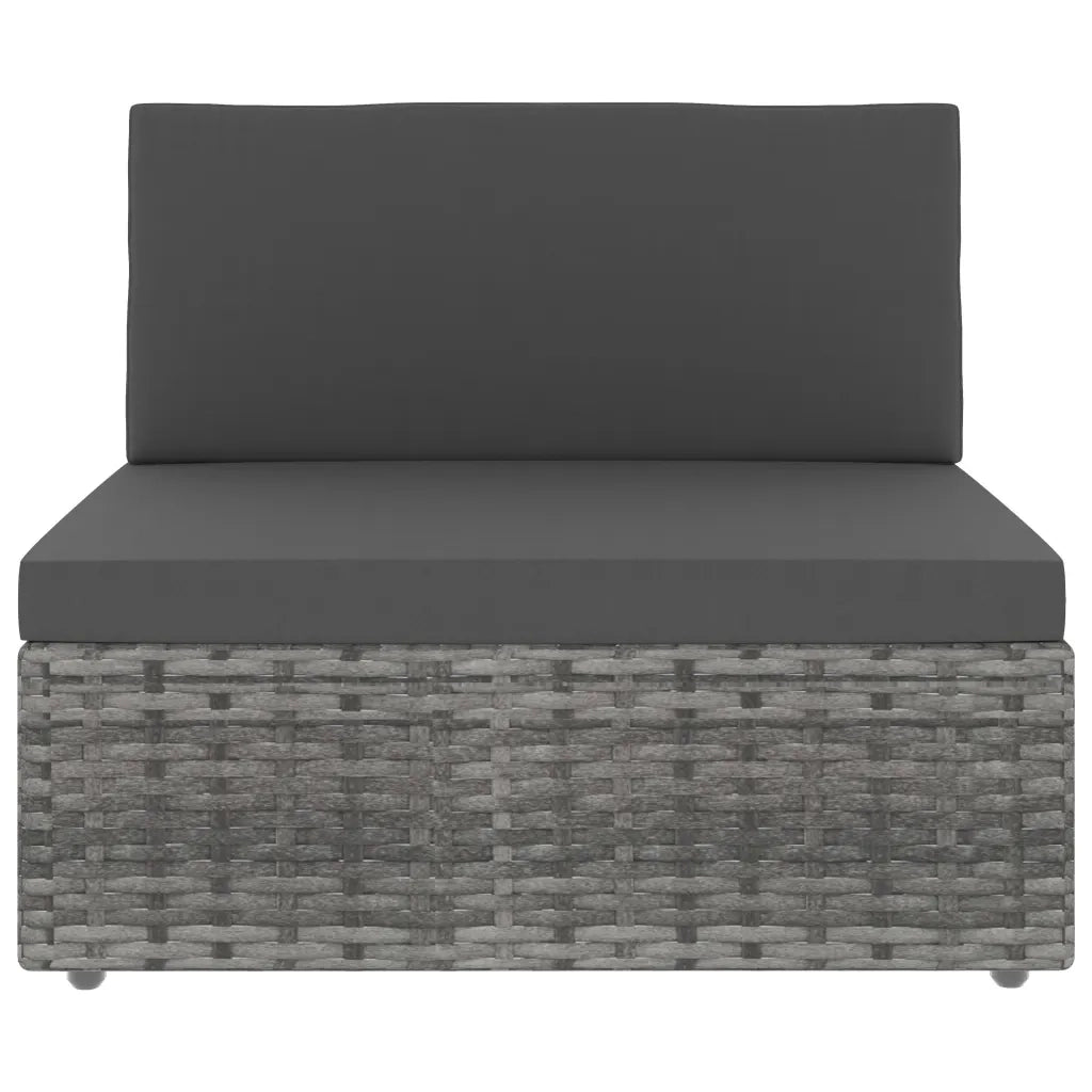 Divano Modulare a 3 Posti in Polyrattan Grigio 49526