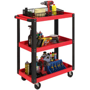 Carrello per Attrezzi con 3 Ripiani ¨C Minimal ¨C Rosso e Nero