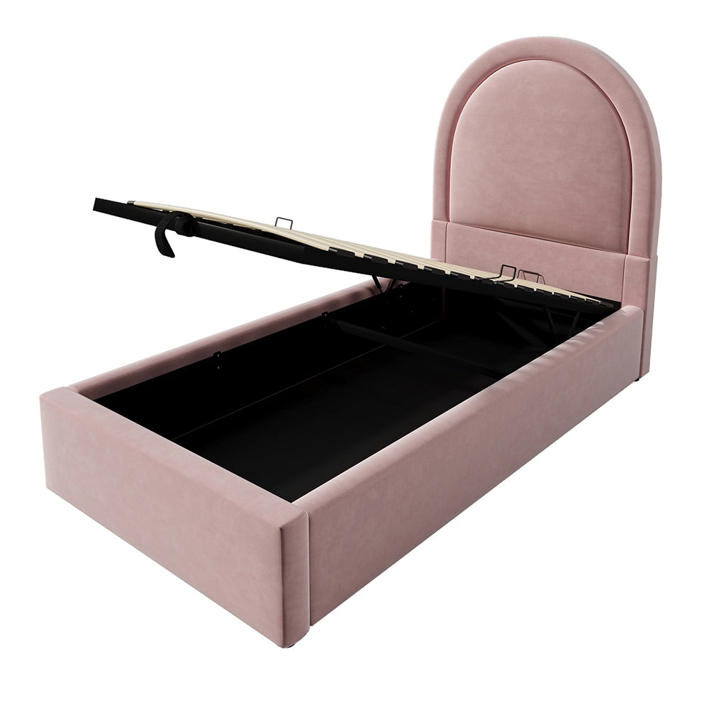 Letto singolo per bambini con imbottitura - Xylo - 90x190 cm - Velluto rosa
