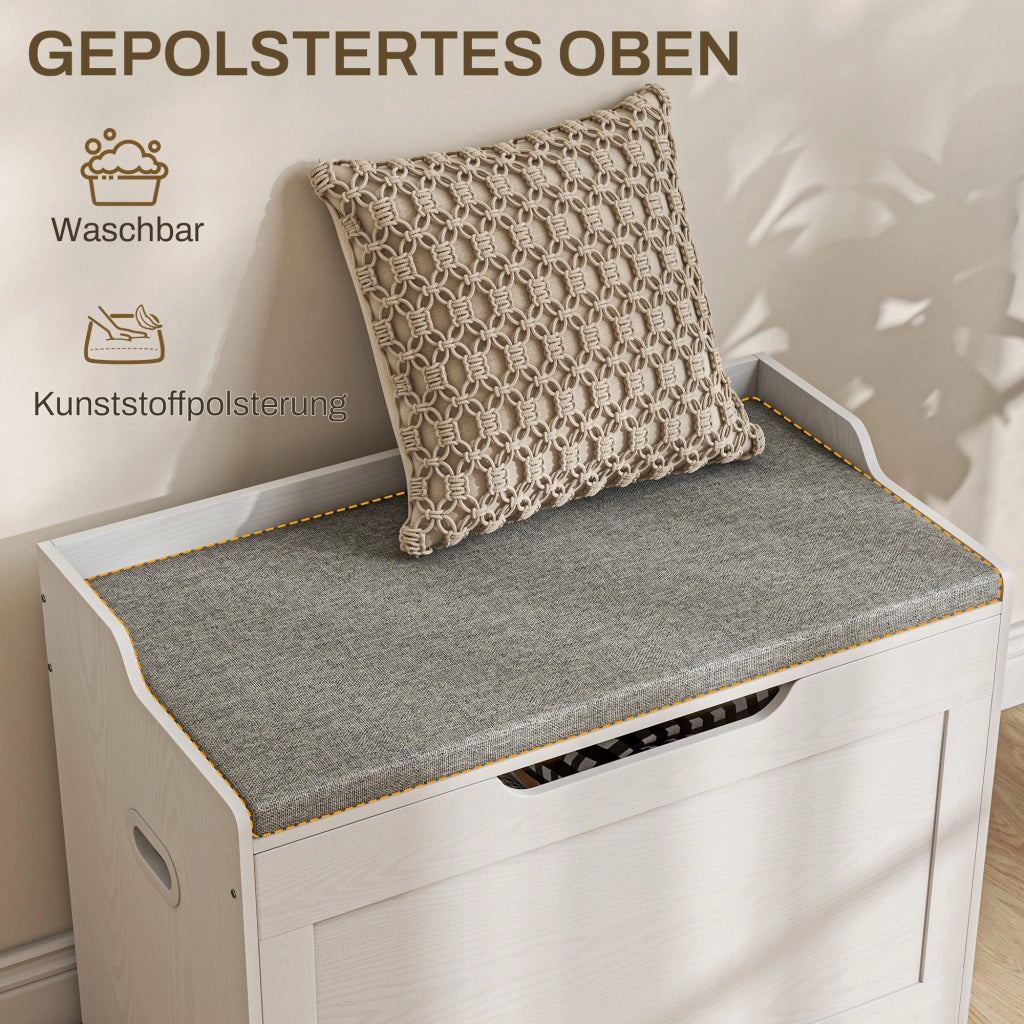 Cassettiera con sedile e cuscino ¨C Minimal ¨C 103 litri, bianco
