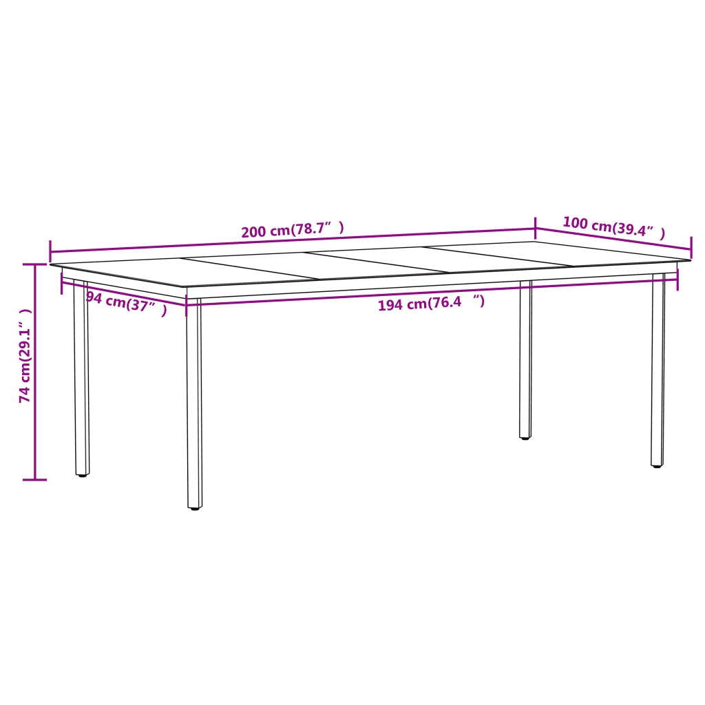 Set Mobili da Pranzo per Giardino 7 pz Nero 3099153