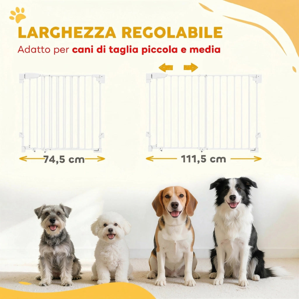 Cancelletto di Sicurezza per Cani ¨C Xylo ¨C 74.5-111.5x74.5 cm, Bianco