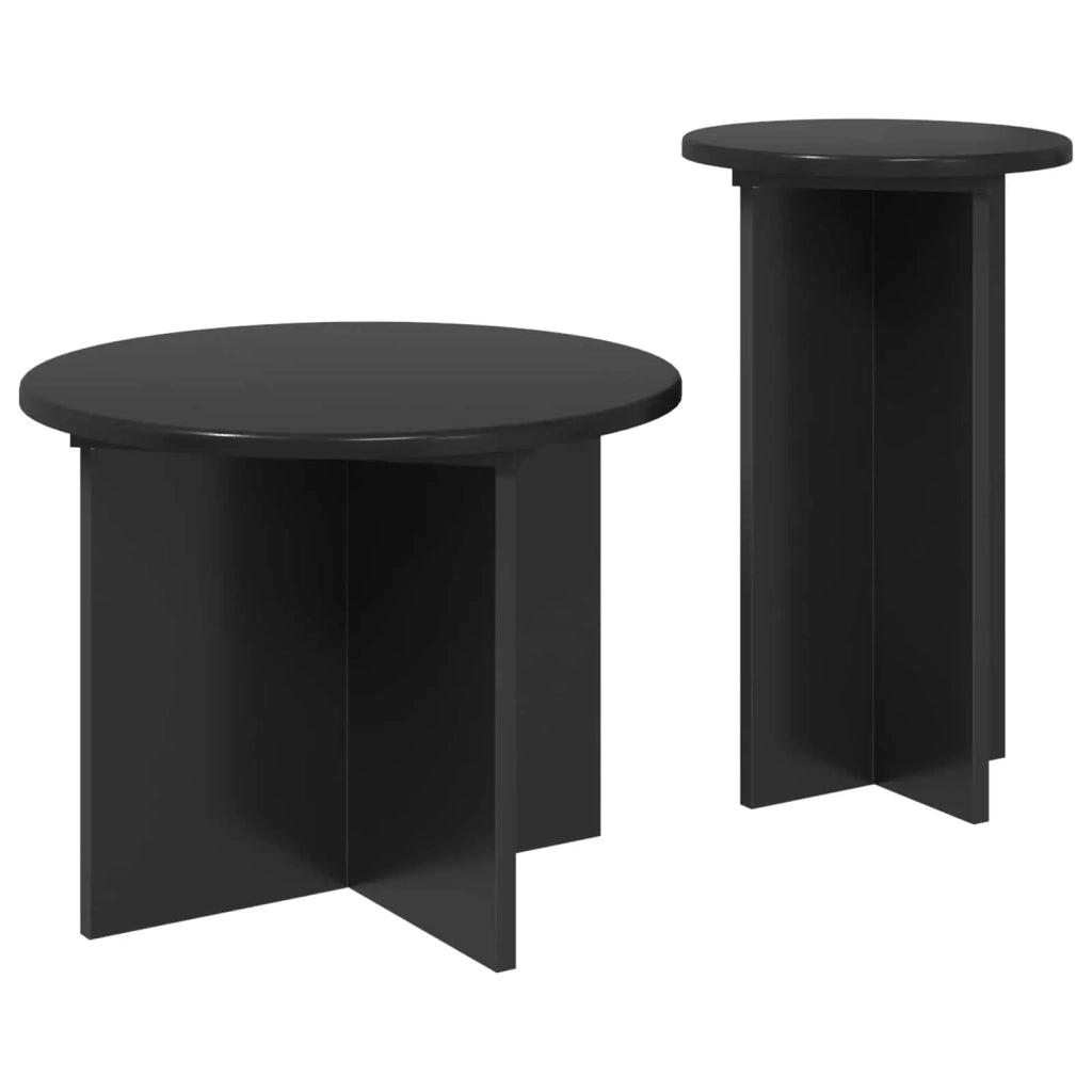 Set tavolini 2 pz | Tavolo laterale Rovere Nero Legno ingegnerizzato