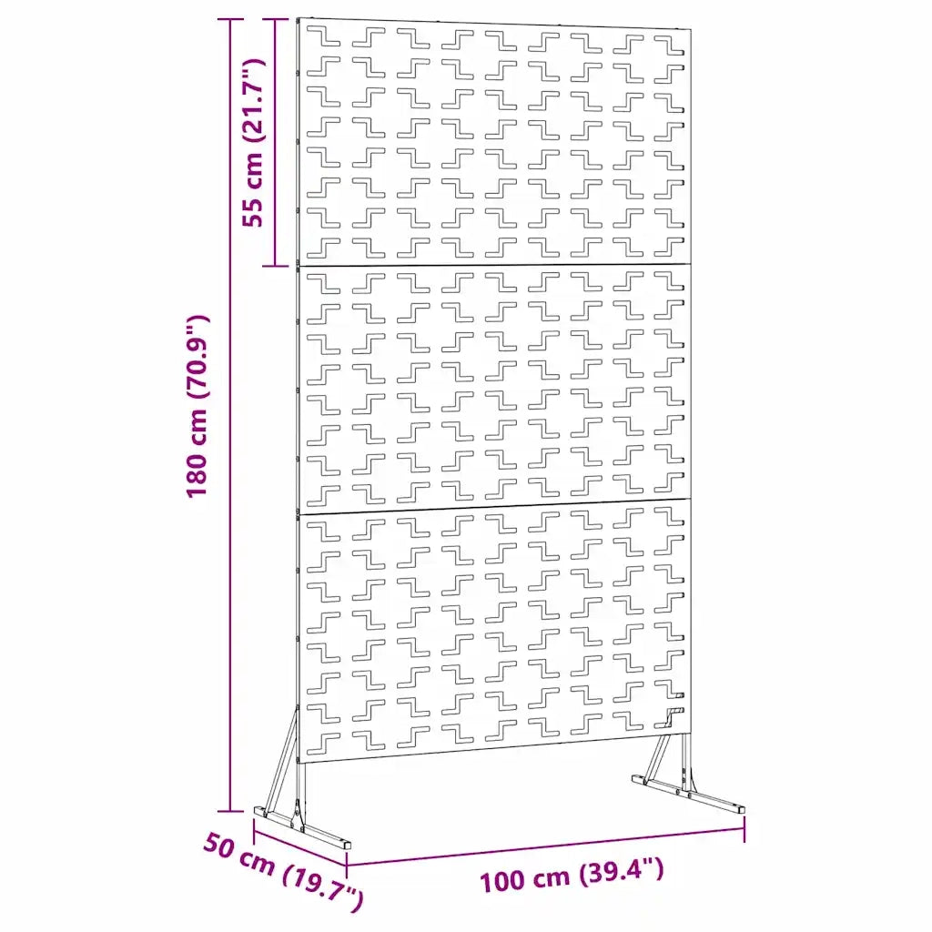 Schermo per Privacy Nero 100 x 50 x 180 cm Acciaio CFW8532337