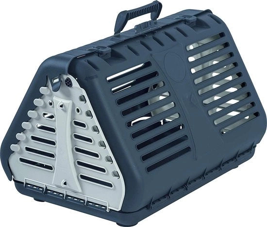 Scatola trasportabile pieghevole per gatti - Leggera e duratura - Plastica BPA libera - Antracite/bianco (53,4 x 42,5 x 12,4 cm)