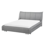 Letto Imbottito Grigio con Rete a Doghe Cuciture Decorative 140 x 200 cm