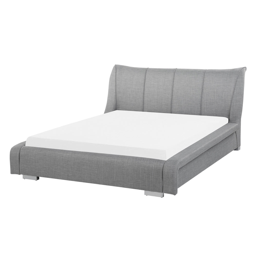 Letto Imbottito Grigio con Rete a Doghe Cuciture Decorative 140 x 200 cm