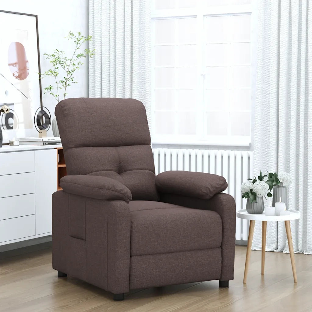 Poltrona | Sedia Relax Reclinabile Marrone Scuro in Tessuto