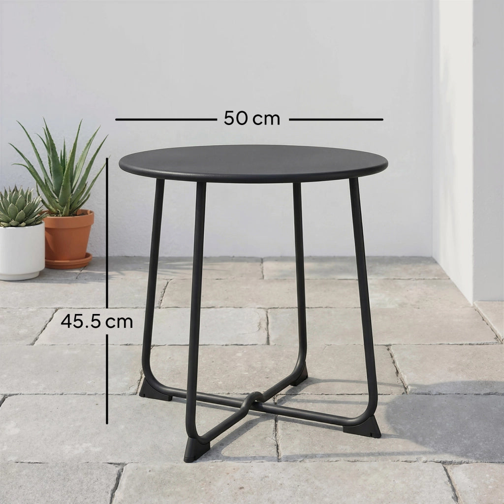 Tavolino da caff¨¨ rotondo ¨C Minimal ¨C metallo nero 50 cm