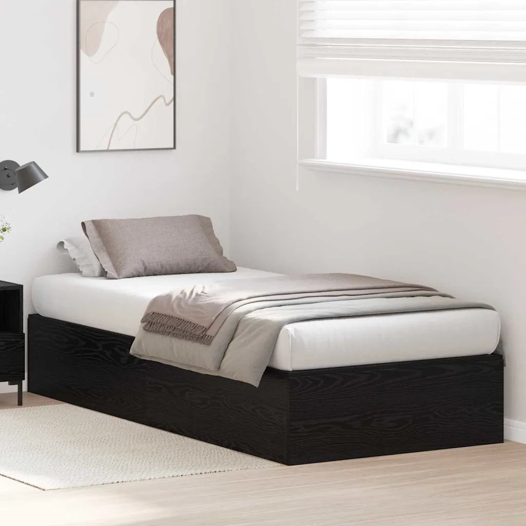 Struttura letto con contenitore Rovere Nero 90 x 190 cm 3335406
