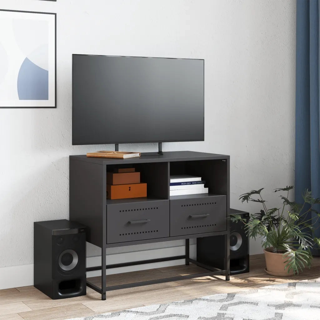 Mobile TV Nero 68x39x60,5 cm in Acciaio 846548