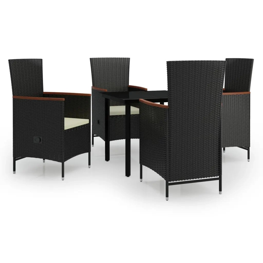Set da Pranzo da Giardino 5 pz con Cuscini Nero 3099426