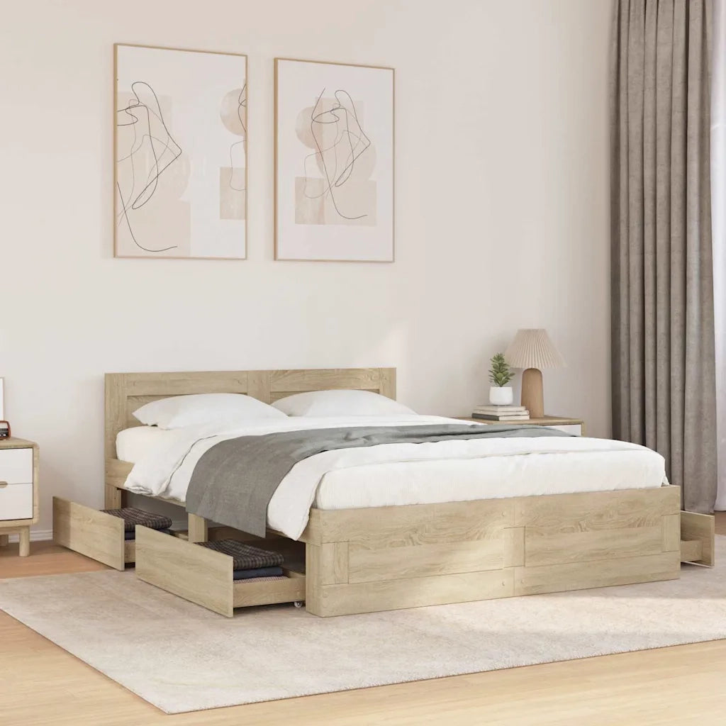 Struttura del letto 2 pcs Sonoma 137 x 188 cm Legno multistrato 3402854