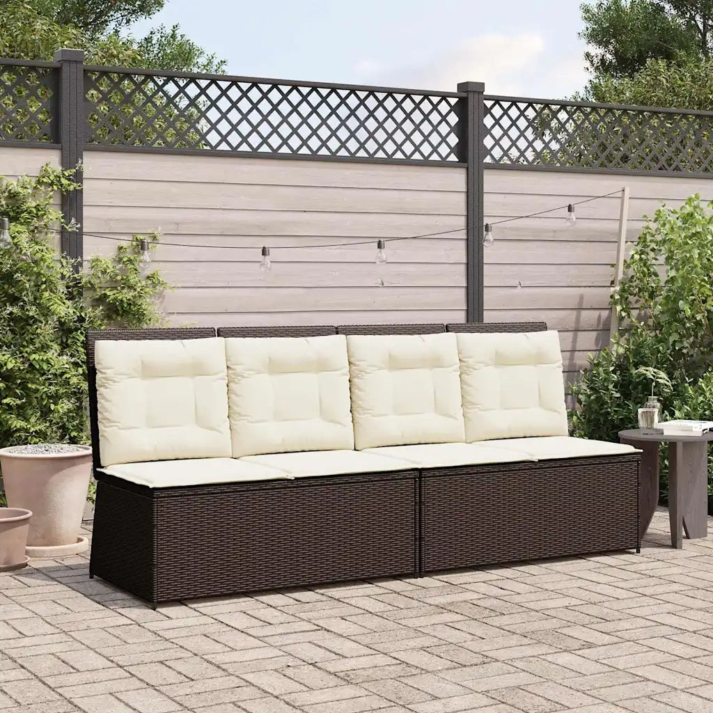 Panca Reclinabile da Giardino con Cuscini Marrone in Polyrattan 368965