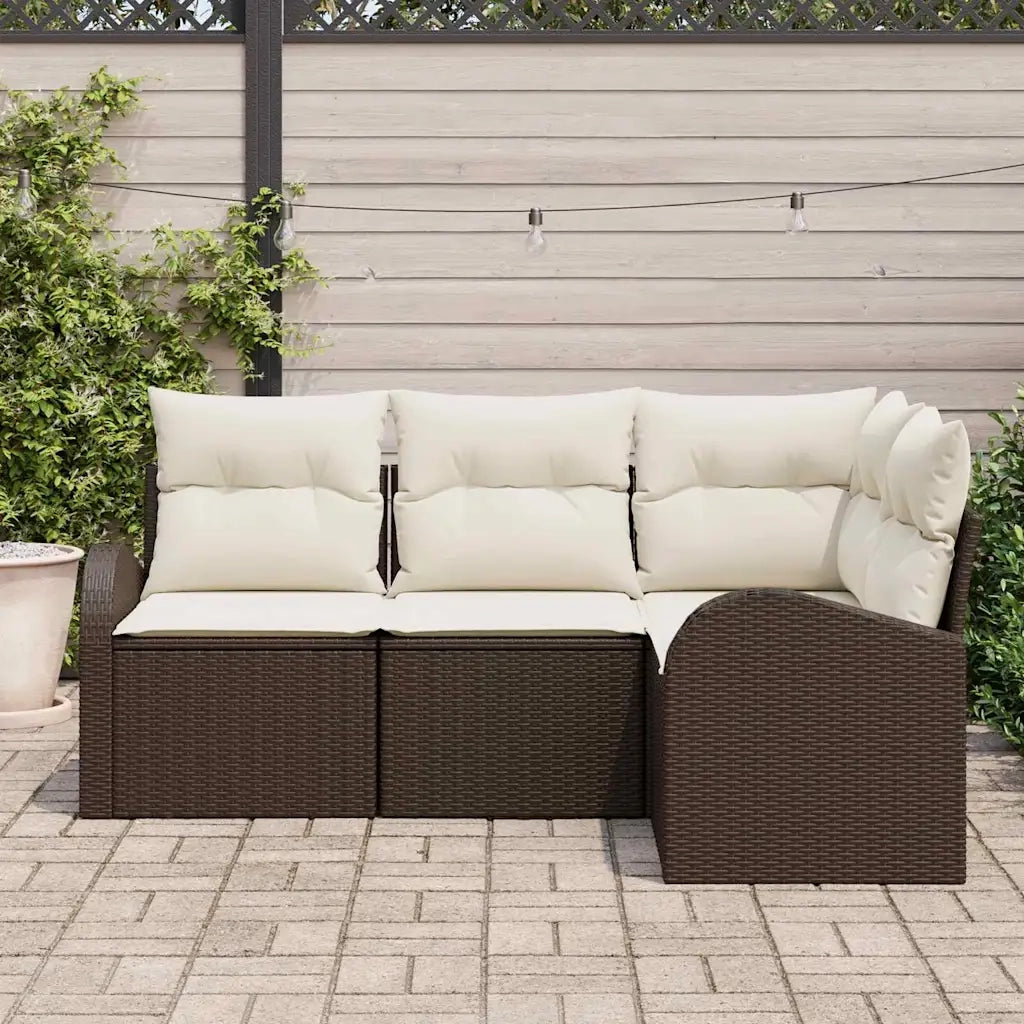 Set Divano da Giardino Marrone polyrattan