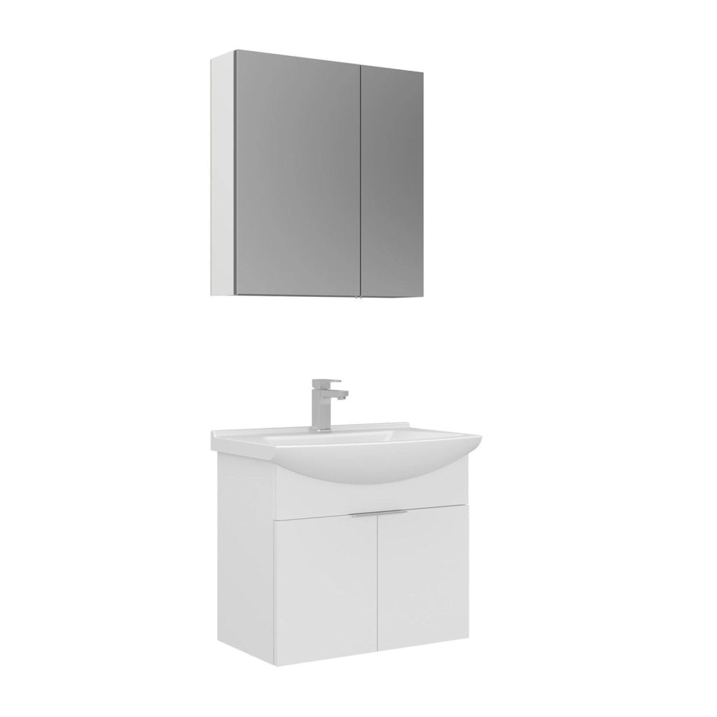 Set mobile lavabo con specchio (2 pezzi) "Purus 65" - 65 x 50 x 58 cm - Bianco