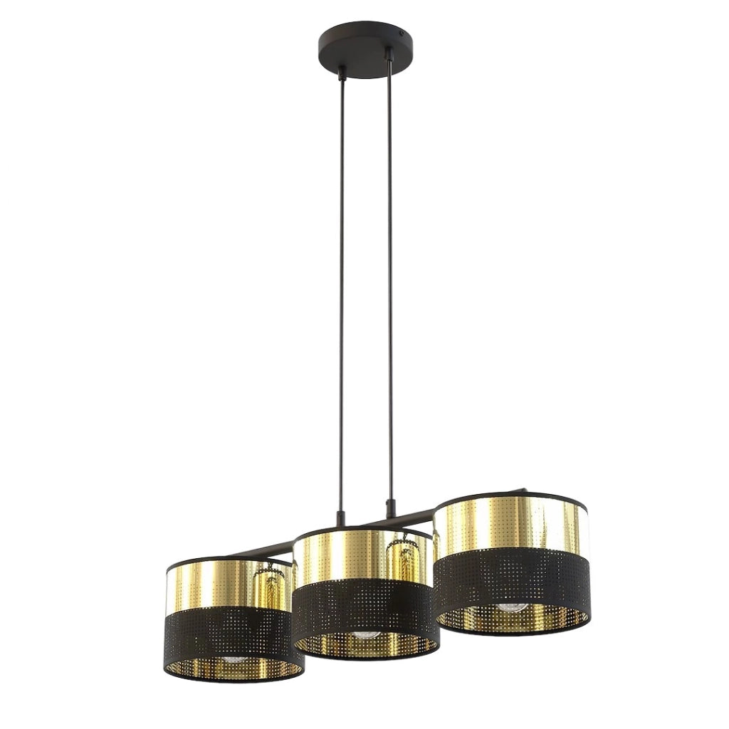 Lampada sospesa LUX 3xE27 metallo nero oro Emibig