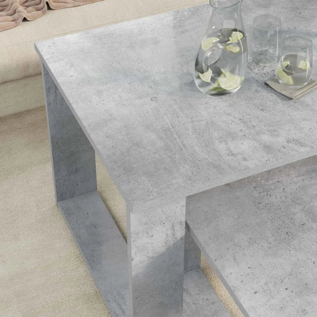 Set di Tavolini da Caffè 2 pcs Grigio cemento Legno multistrato 8000135