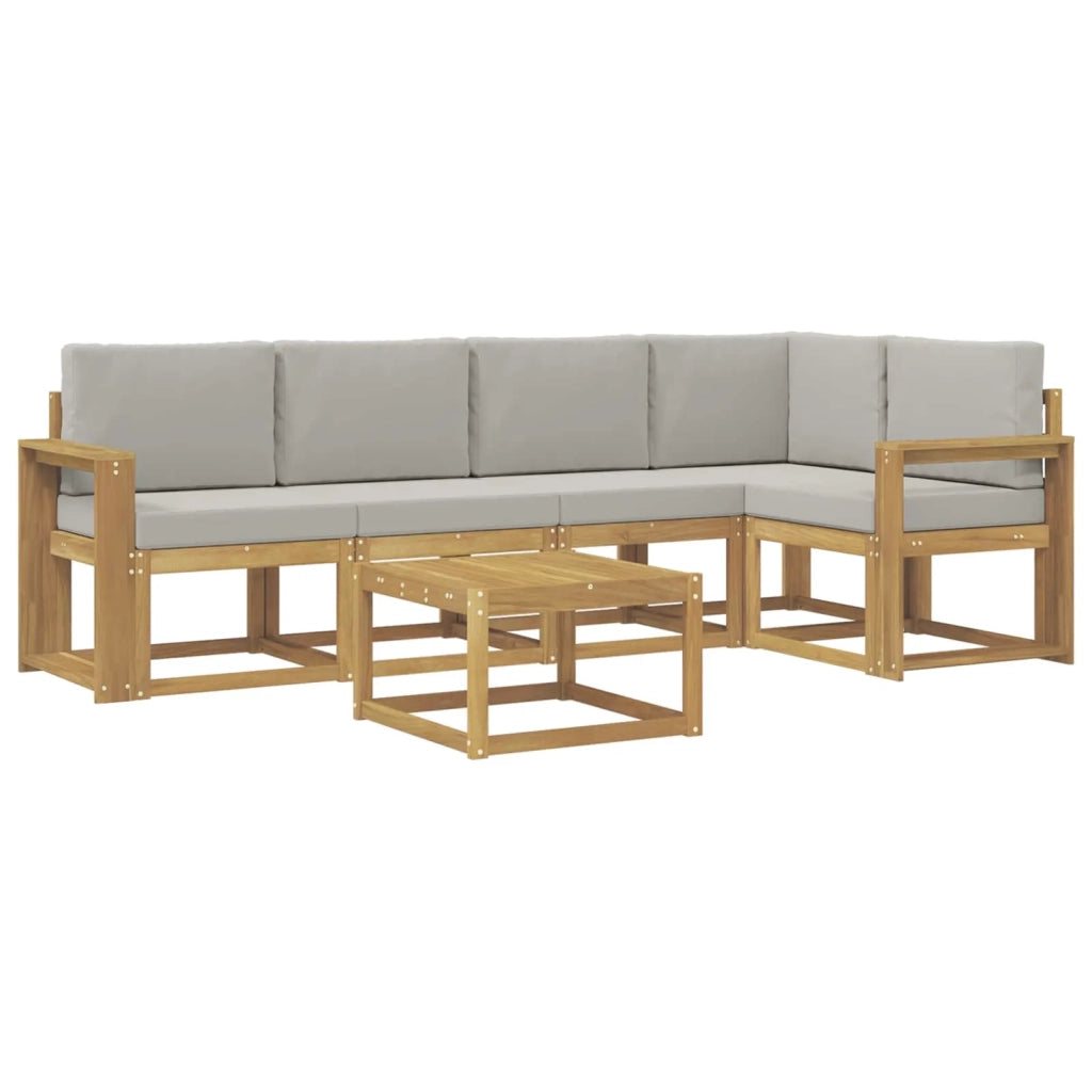Set di divani da esterno 6 pz Bianco e Grigio Chiaro 3387670