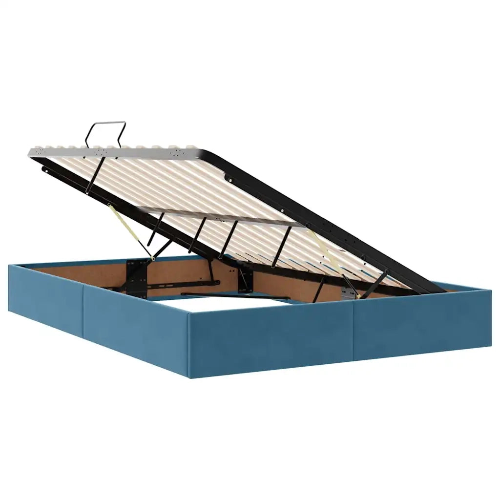 Letto con contenitore e LED Blu Scuro 140 x 200 cm Velluto