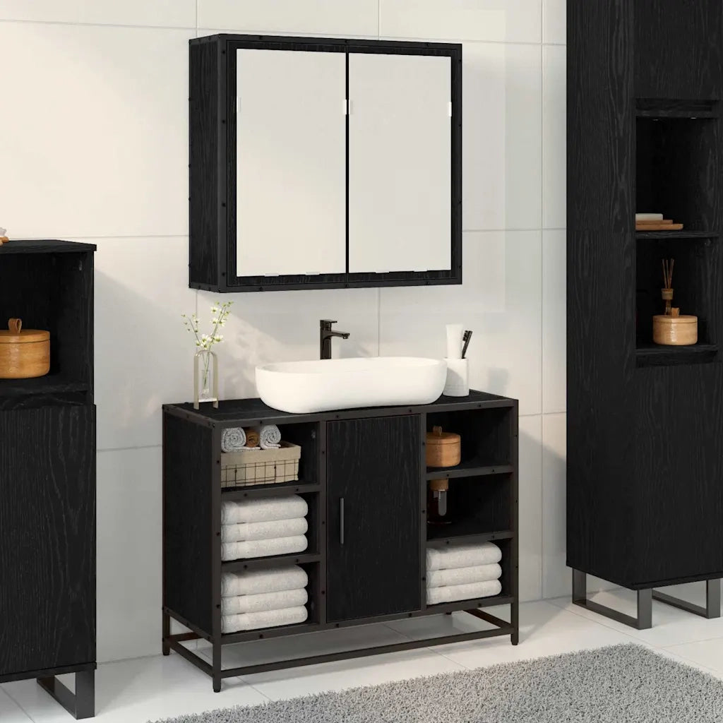 Scaffale da parete con lo scaffale Rovere Nero 65 x 20 x 60 cm 883610